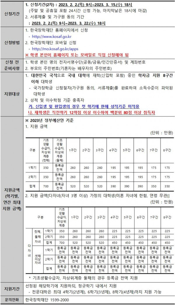 (수정)2023학년도 1학기 신입생 국가장학금 2차 신청 안내001.jpg